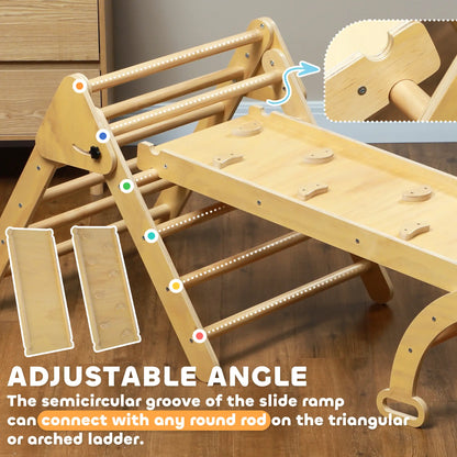 5 in 1 Pikler Triangle Set, Ladder, Ramp, Arch, 18-48 Months, Nature Wood Baby Gym & Playmats at Gallery Canada