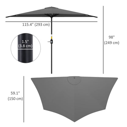 9.8ft Semi Round Patio Umbrella, Crank Handle, Top Vent, Dark Grey Half Round Umbrellas at Gallery Canada