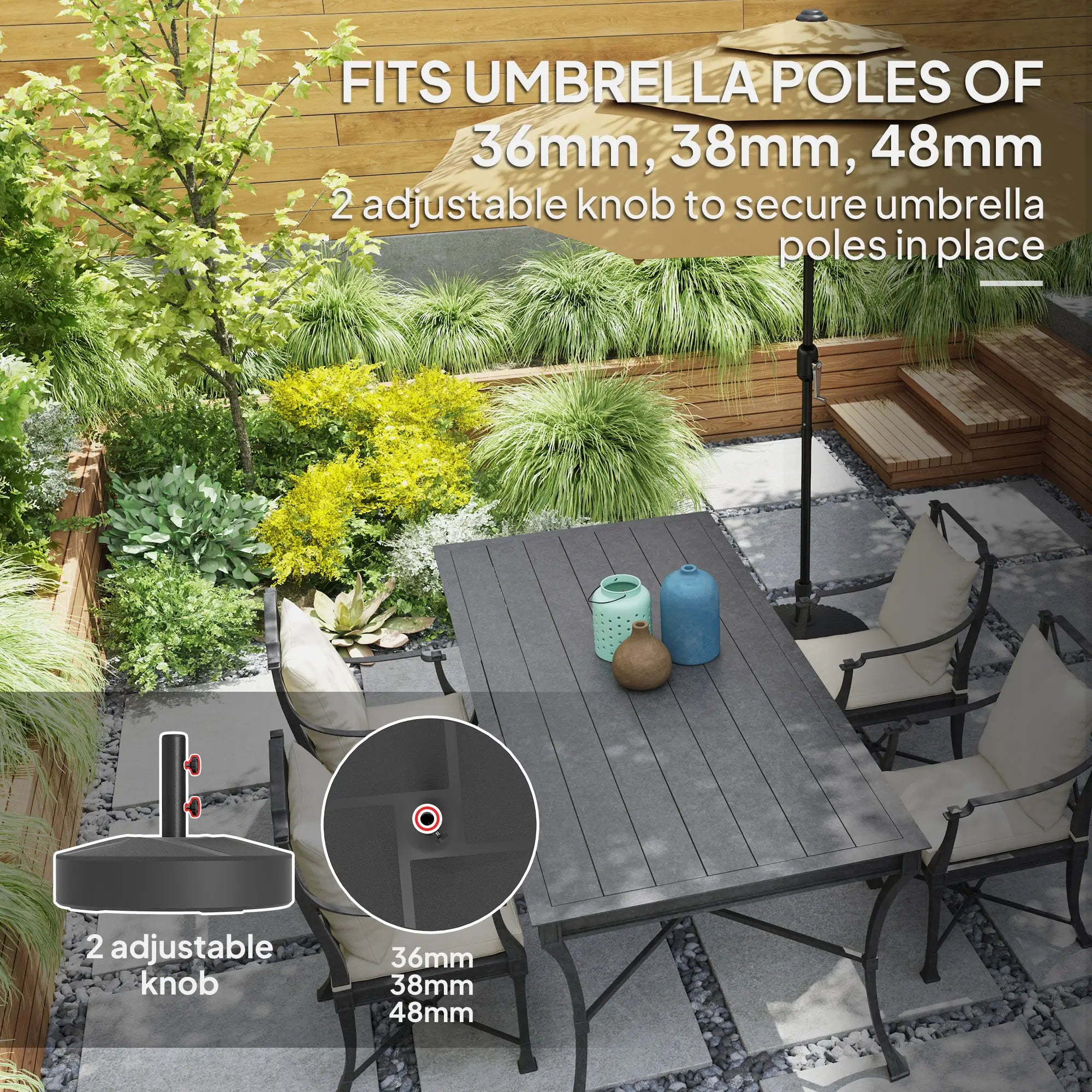 Heavy Duty Outdoor Umbrella Stand Base, Sand Water Filled, Φ22