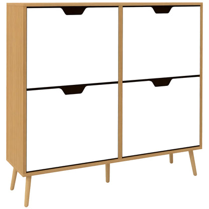 Shoe Storage Cabinet, 4 Flip Drawers, Adjustable Shelf, Holds 8-16 Pairs, Natural Shoe Storage Cabinets & Racks Natural at Gallery Canada