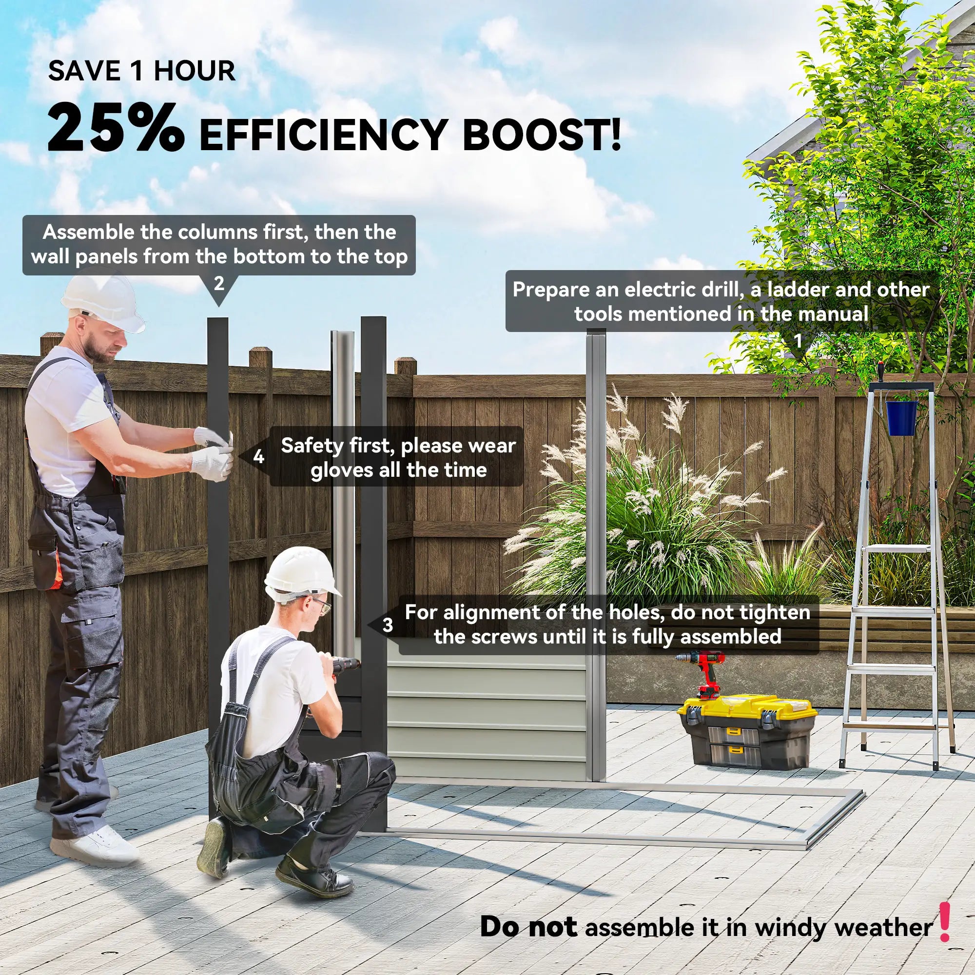 6 x 4FT Galvanized Metal Garden Shed, Double Doors, 2 Vents, Grey Sheds at Gallery Canada