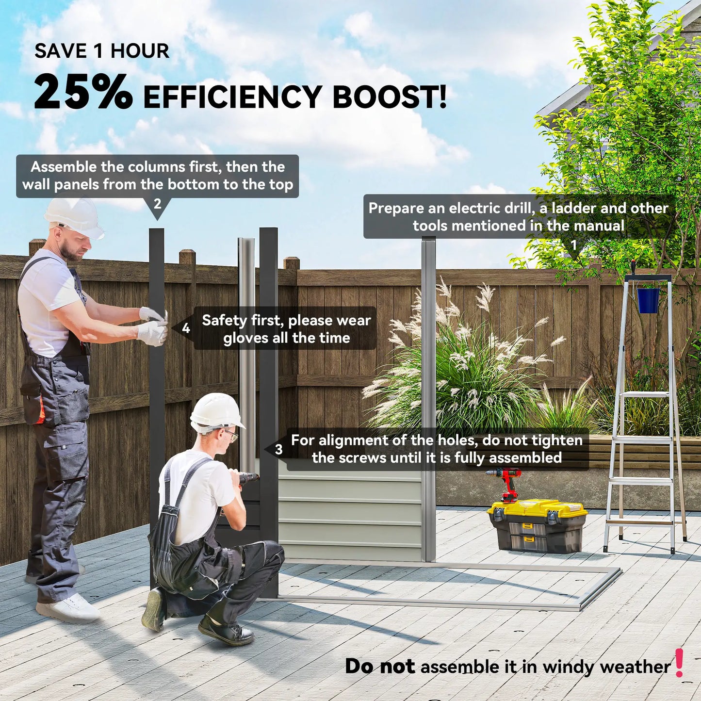 6 x 4FT Galvanized Metal Garden Shed, Double Doors, 2 Vents, Grey Sheds at Gallery Canada