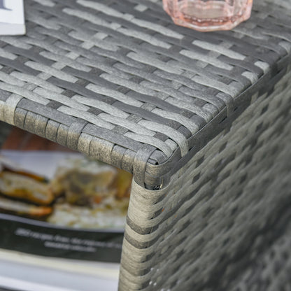 Rattan Wicker Side Table, 21.3" Square, 2-Tier Storage, Patio Garden, Mixed Grey Patio Side Tables at Gallery Canada