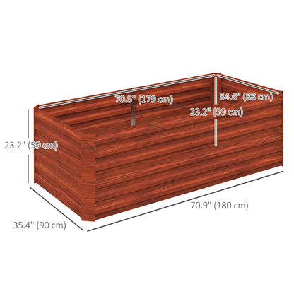 Galvanized Raised Garden Bed, Steel Planter, 71" x 35" x 23", Rustic Brown, Brown Raised Garden Beds at Gallery Canada