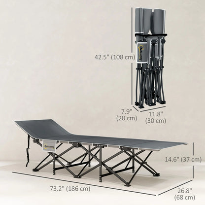 26.8" Wide Folding Bed, Camping Cot with Mattress, Carry Bag, 330 LBS, Dark Grey Camping Cots at Gallery Canada