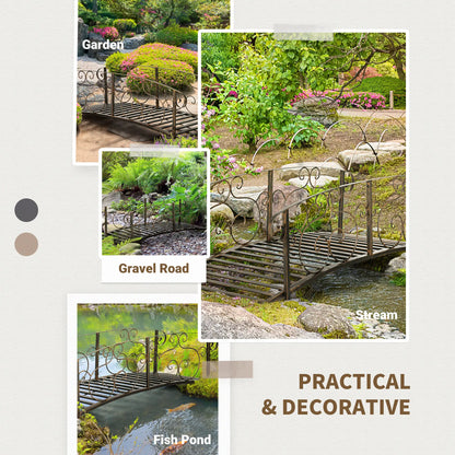 6FT Steel Garden Bridge, Decorative Arc Landscaping Bridge, Brown Garden Bridges at Gallery Canada