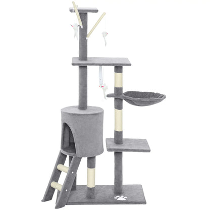 53" Cat Tree Tower, Scratching Posts, Condo, Hammock, Grey Cat Trees Grey at Gallery Canada