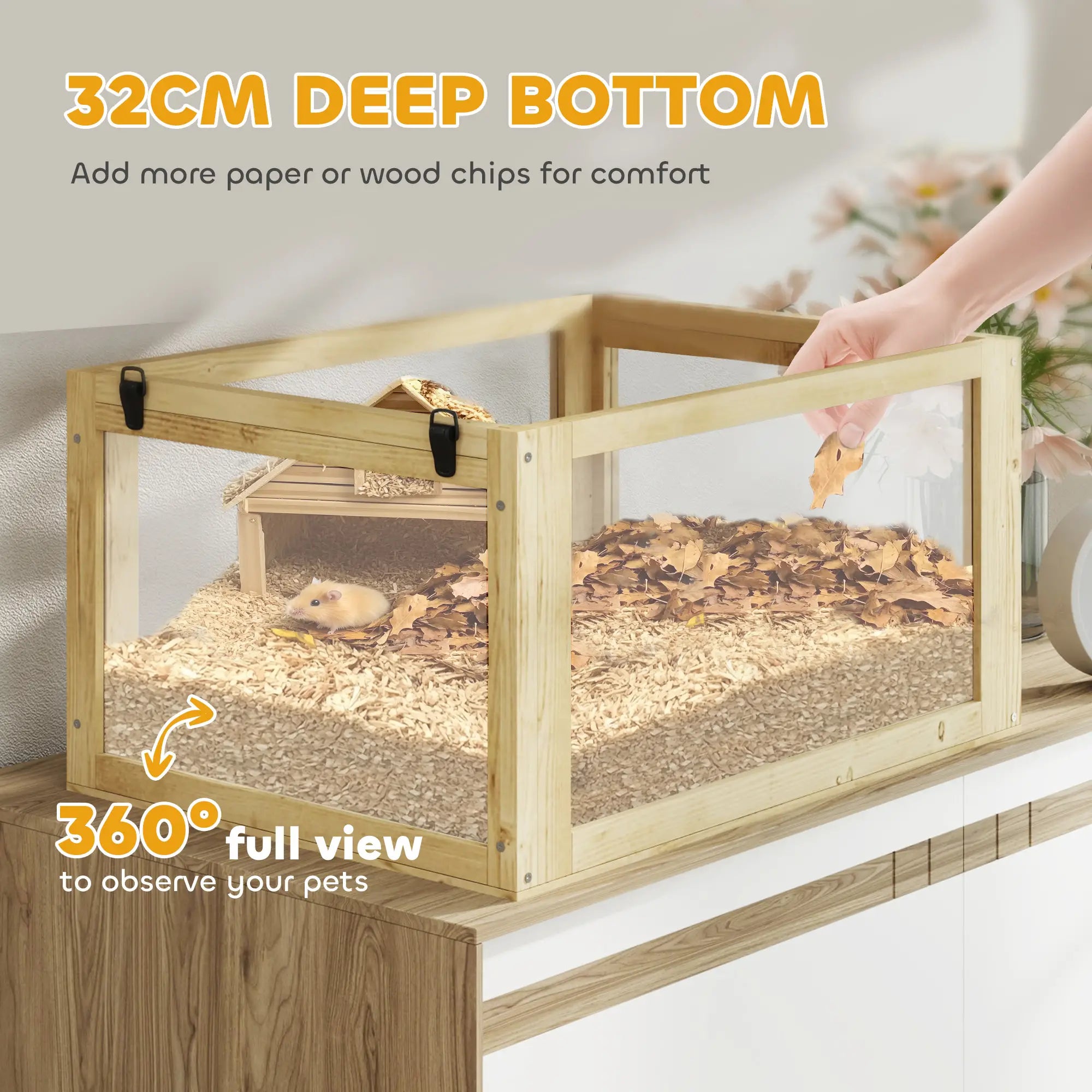 Wooden Hamster Cage, 3 Tier Gerbil Cage, 24