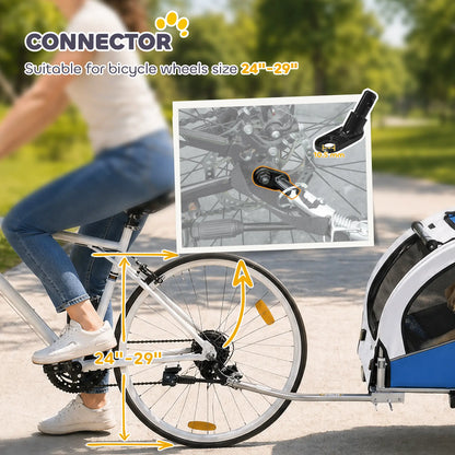 2 In 1 Dog Bike Trailer, Foldable Pet Stroller, Light Grey