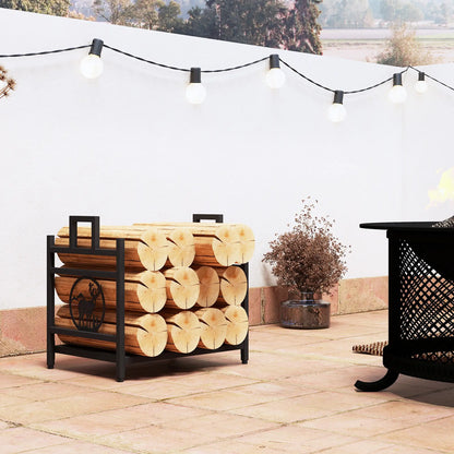 Decorative Firewood Rack, Steel Log Holder, 19.7" x 13.4" x 17.7", Black Firewood Racks at Gallery Canada
