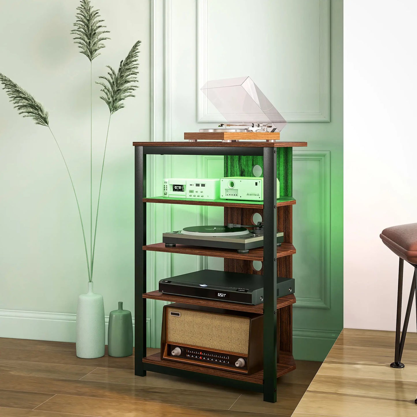 TV Stand for 29" TVs, 4-Tier Storage Shelves, LED Lights TV Stands at Gallery Canada