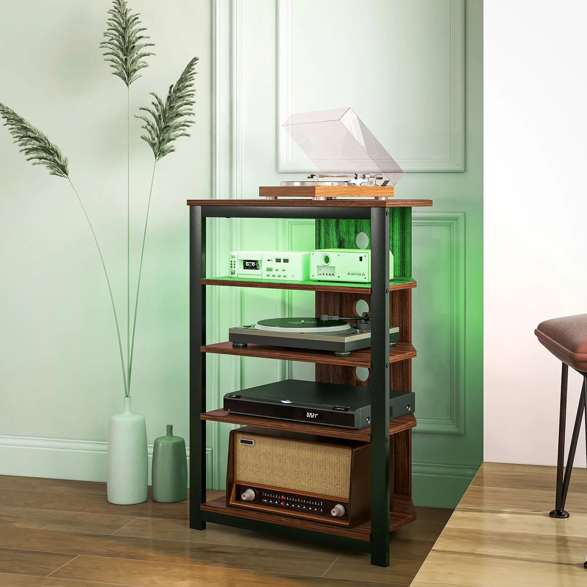 TV Stand for 29" TVs, 4-Tier Storage Shelves, LED Lights TV Stands at Gallery Canada