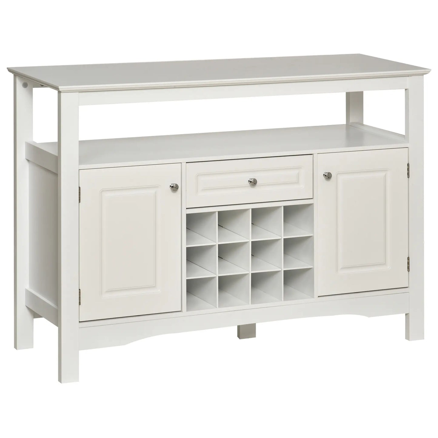 Modern Kitchen Buffet Cabinet, Drawer, 12-Bottle Wine Rack, White Bar Cabinets White at Gallery Canada