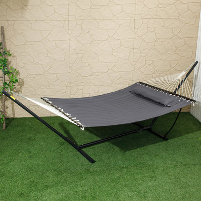 2 Person Quilted Hammock with Stand, Pillow, Spreader Bars, Dark Grey Camping Hammocks at Gallery Canada