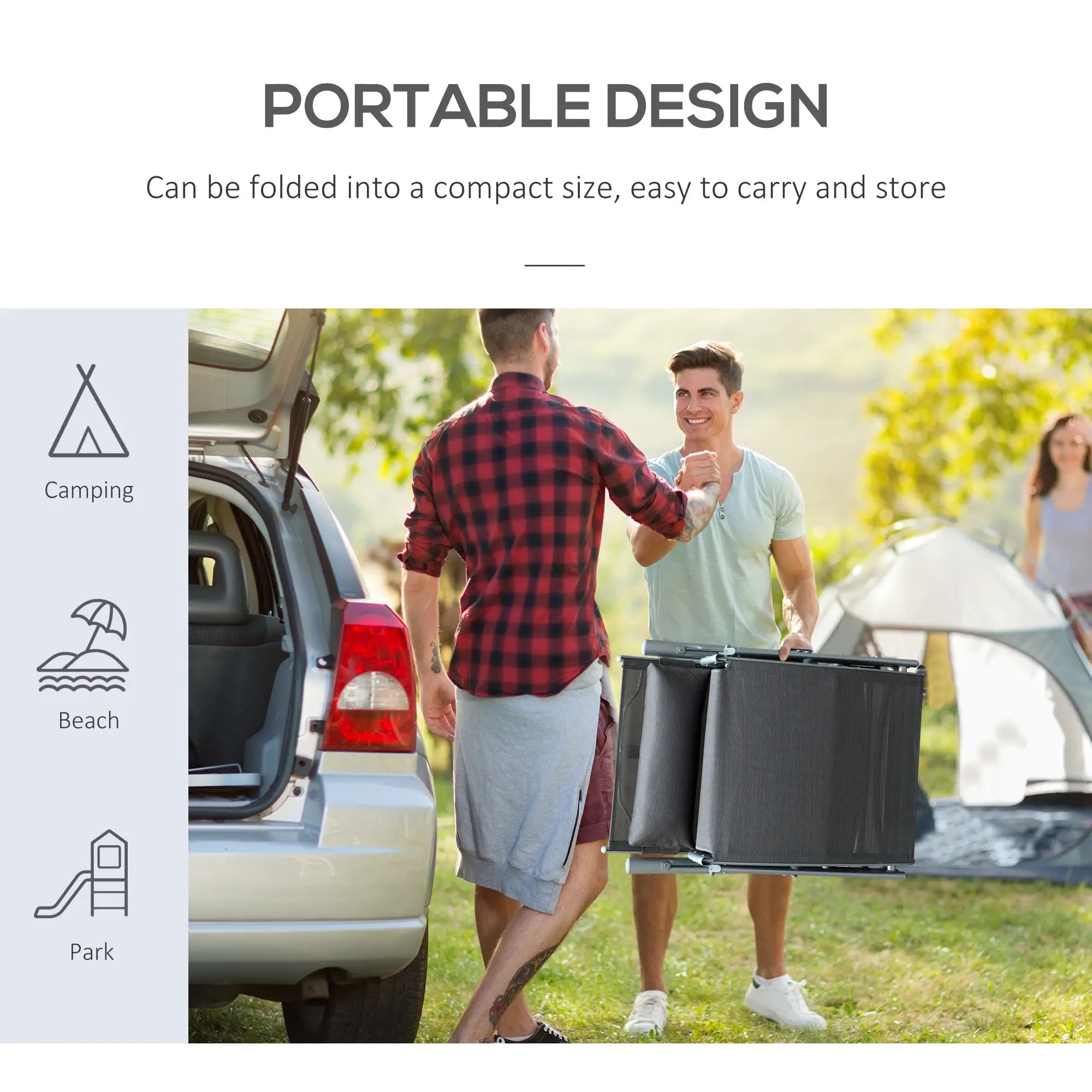 Heavy Duty Adjustable Folding Reclining Chair, Outdoor Sun Lounger, Grey Lounger Chairs at Gallery Canada