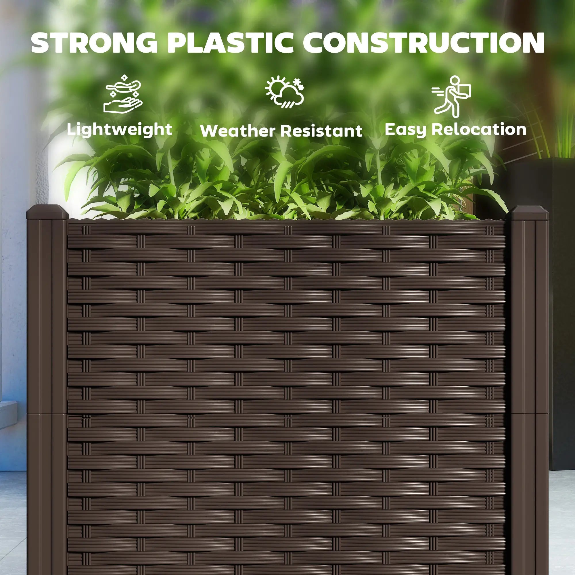Plastic Raised Garden Bed, Outdoor Planter Box, 47.2
