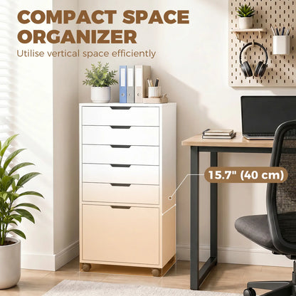 Mobile Printer Stand With 5 Drawers, White