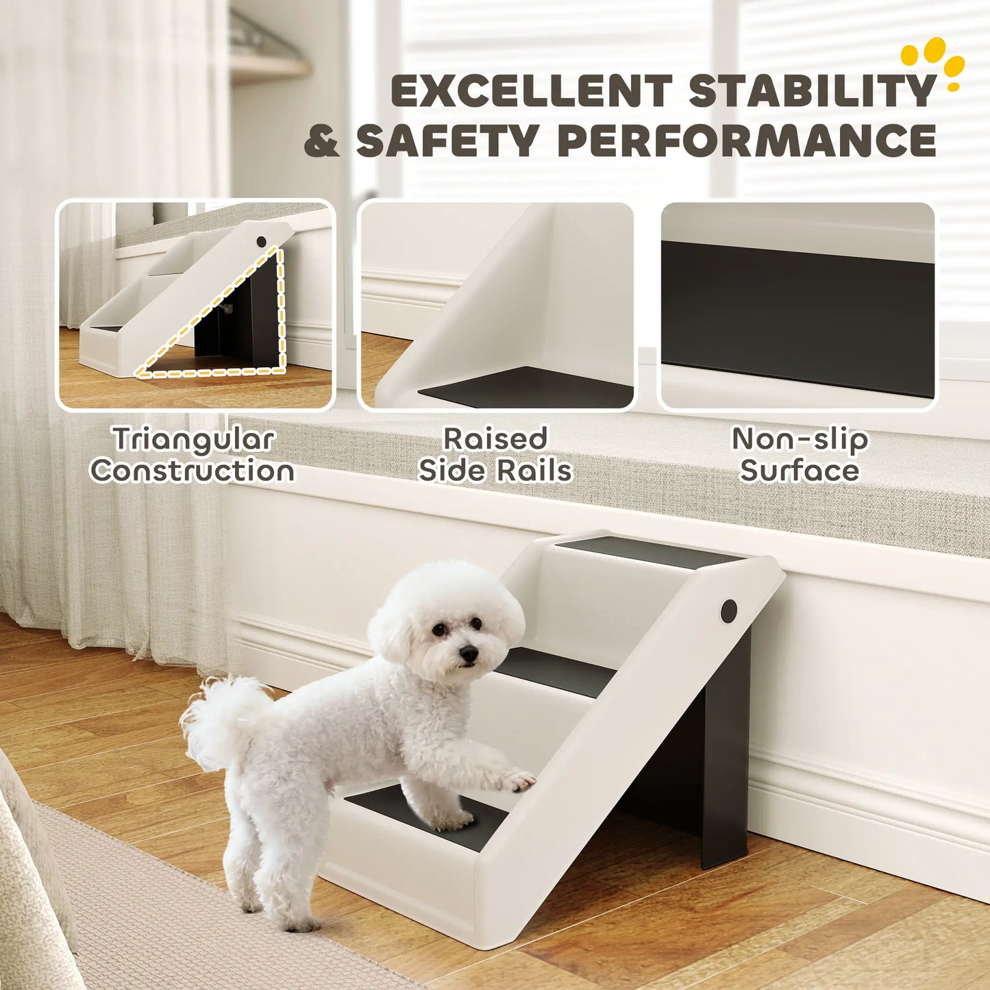 Dog Stairs, 14.5" H, Foldable Pet Ramp, 3 Non-Slip Steps Dog Stairs at Gallery Canada