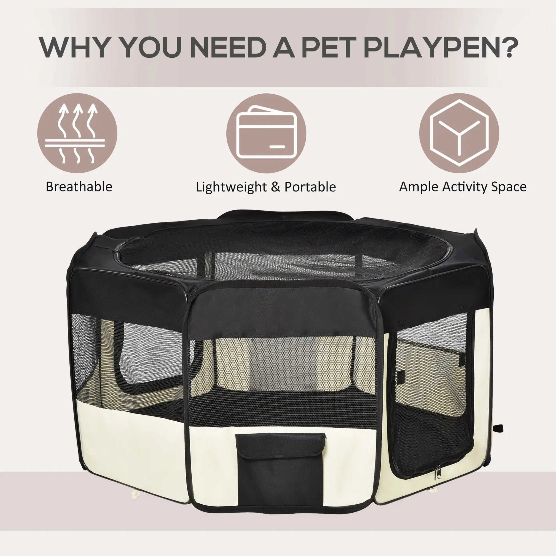 49.2-Inch Soft Folding Dog Playpen, Outdoor Pet Pen with Bag Houses, Kennels & Pens at Gallery Canada