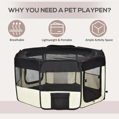 49.2-Inch Soft Folding Dog Playpen, Outdoor Pet Pen with Bag Houses, Kennels & Pens at Gallery Canada