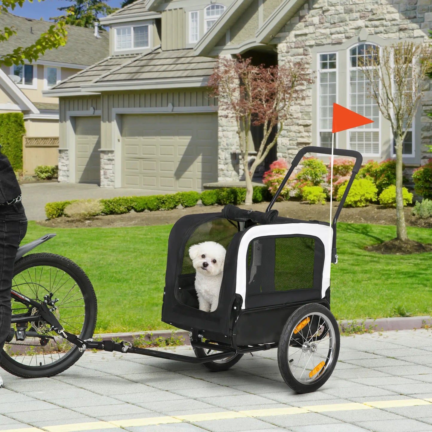 Dog Bike Trailer And Stroller, Safety Leash, Hitch, Flag, Reflectors, Cushion, Grey Dog Bike Trailers & Strollers at Gallery Canada