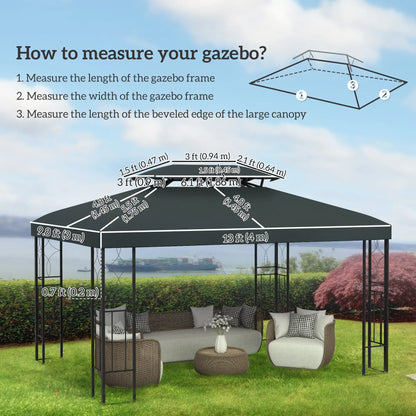 13' x 10' Gazebo Replacement Canopy, 2 Tier Top UV Cover, Grey Gazebo Canopy Replacement at Gallery Canada