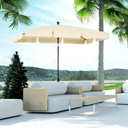 6.5x4ft Rectangle Patio Umbrella, Aluminum, Tilt Adjustable, Beige Sun Umbrellas at Gallery Canada