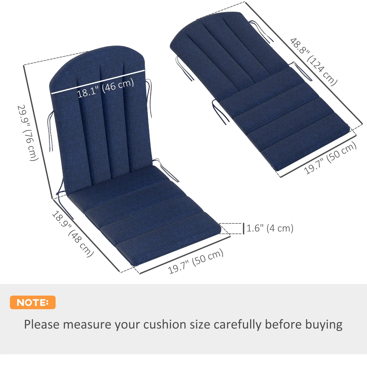 Set of 2 Patio Chair Cushions, High Back, High-Density Foam, Navy Blue Patio Chair Cushions at Gallery Canada