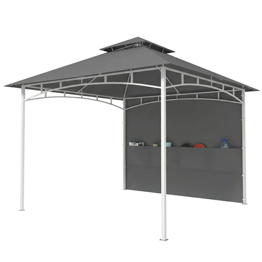 10' x 10' Dark Grey Patio Gazebo, Double Roof Canopy Shelter With Storage, Dark Grey Gazebos Dark Grey at Gallery Canada