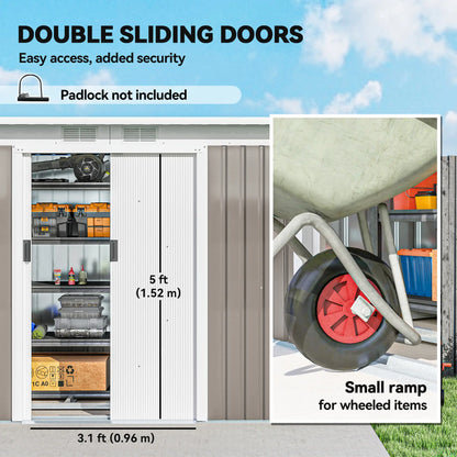 9' x 4' Metal Storage Shed, Foundation Kit, Ventilation, Light Grey Sheds at Gallery Canada