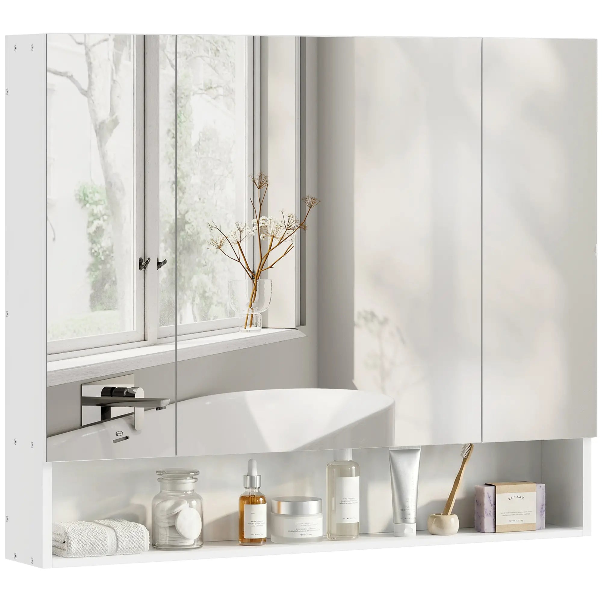 Wall Mounted Medicine Cabinet with Mirror, Adjustable Shelves, White Mirror Medicine Cabinets at Gallery Canada