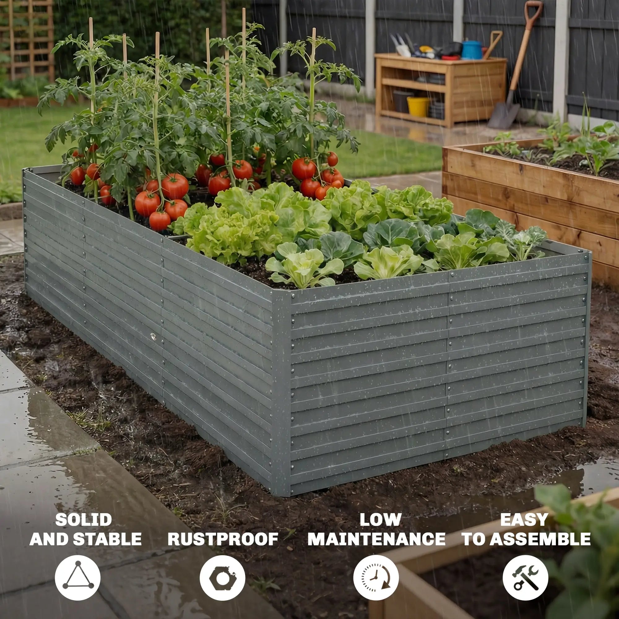 8' x 4' x 2' Raised Garden Bed, Galvanized Planter Box, Light Grey Galvanized Planter Boxes at Gallery Canada