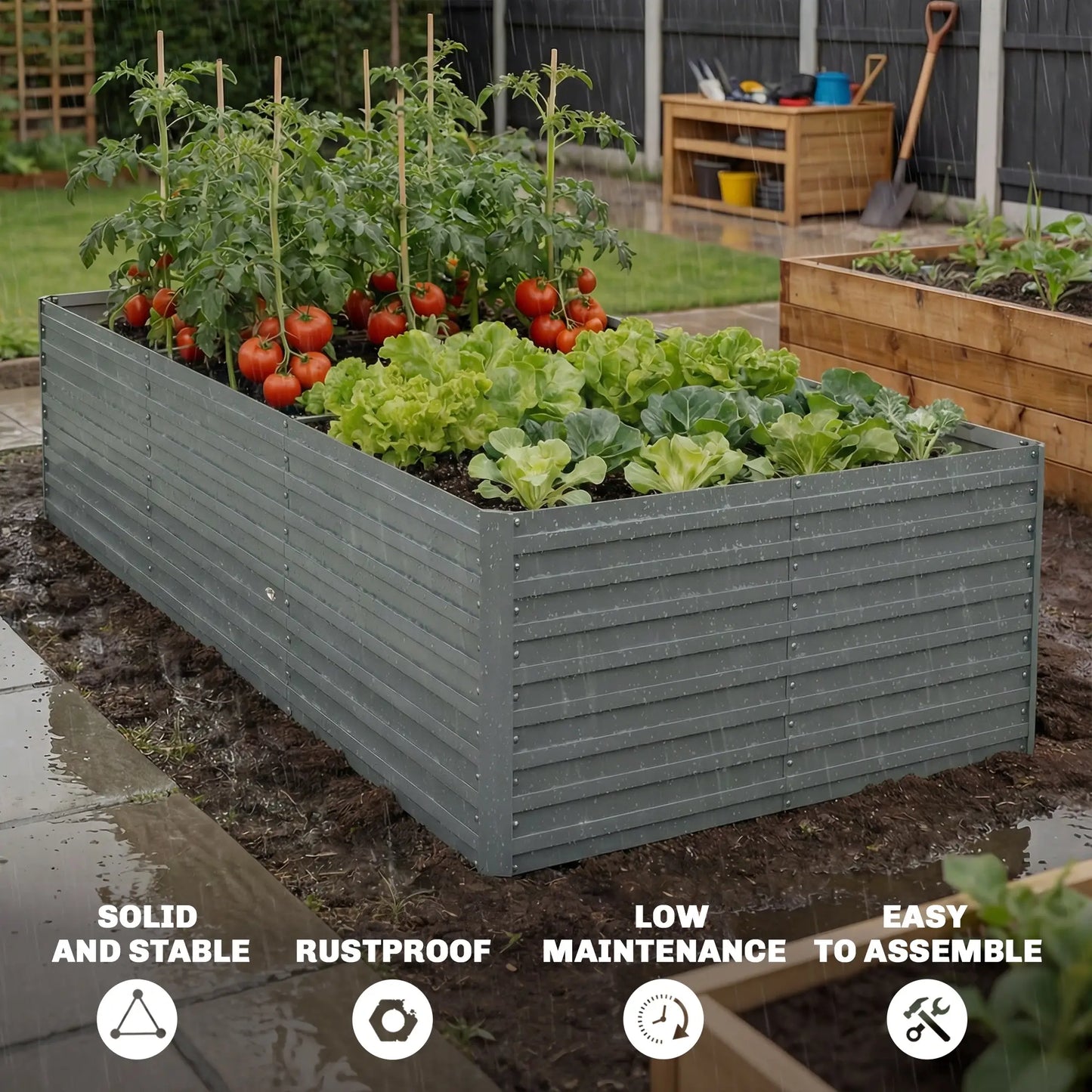 8' x 4' x 2' Raised Garden Bed, Galvanized Planter Box, Light Grey Galvanized Planter Boxes at Gallery Canada