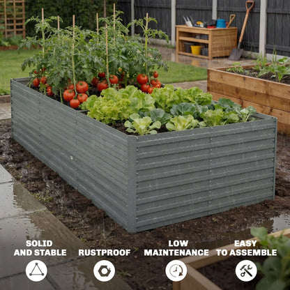 8' x 4' x 2' Raised Garden Bed, Galvanized Planter Box, Light Grey Galvanized Planter Boxes at Gallery Canada