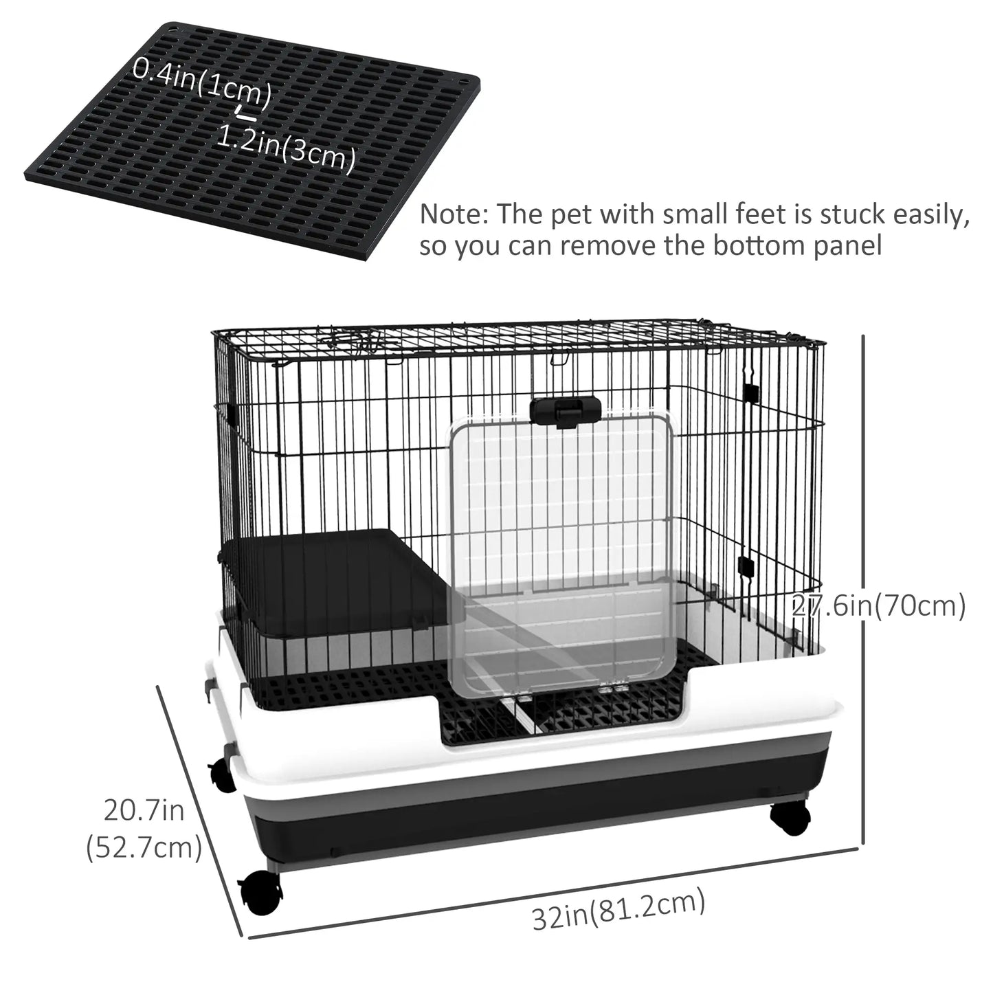 28"H 2-Level Rabbit Hutch, Lockable Wheels, Slide-Out Tray, Black Rabbit Hutch at Gallery Canada