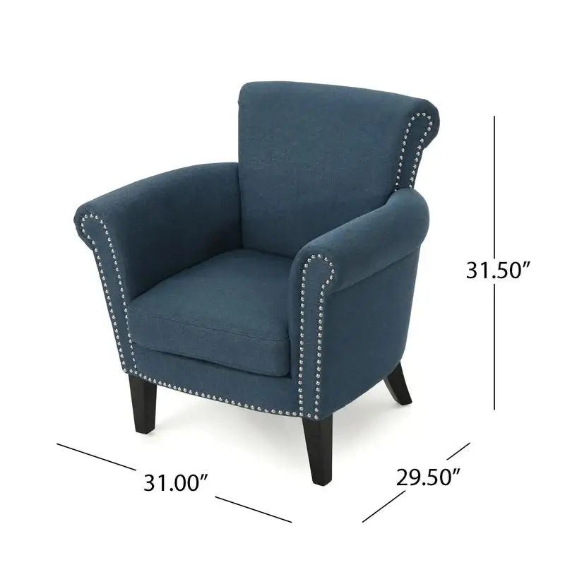 Modern Accent Chair, Wood Legs, 31" L x 29.5" W x 31.5" H, Navy Blue Accent Chairs at Gallery Canada