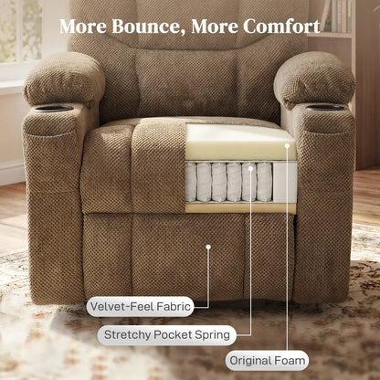 Electric Lift Recliner Chair, Massage, Side Pockets, Cup Holders, Remote, Brown Electric Power Lift Chairs at Gallery Canada