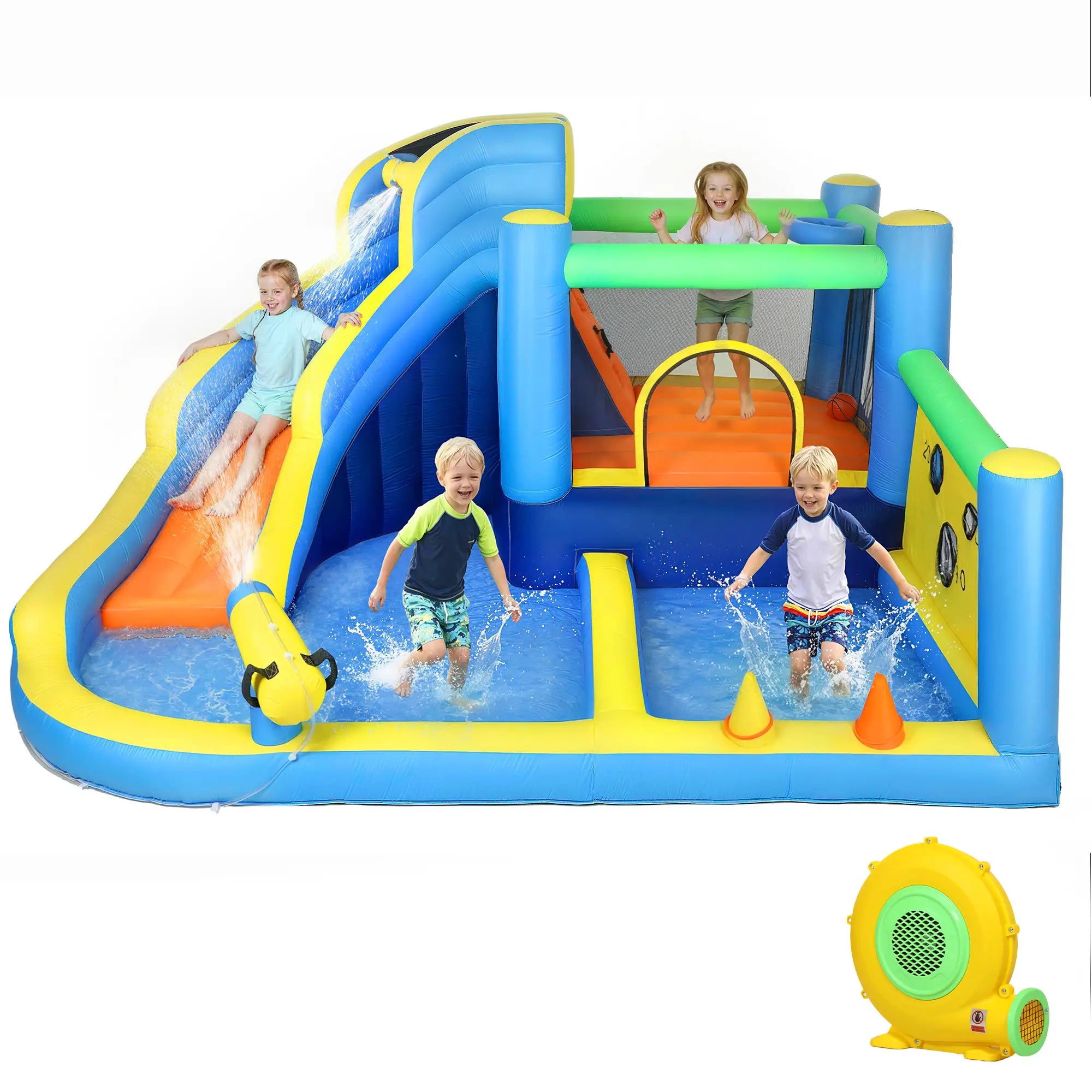 Inflatable Bounce House With Slide, Pool, Ball Pit, 12' x 12' Inflatables Multi Colour at Gallery Canada