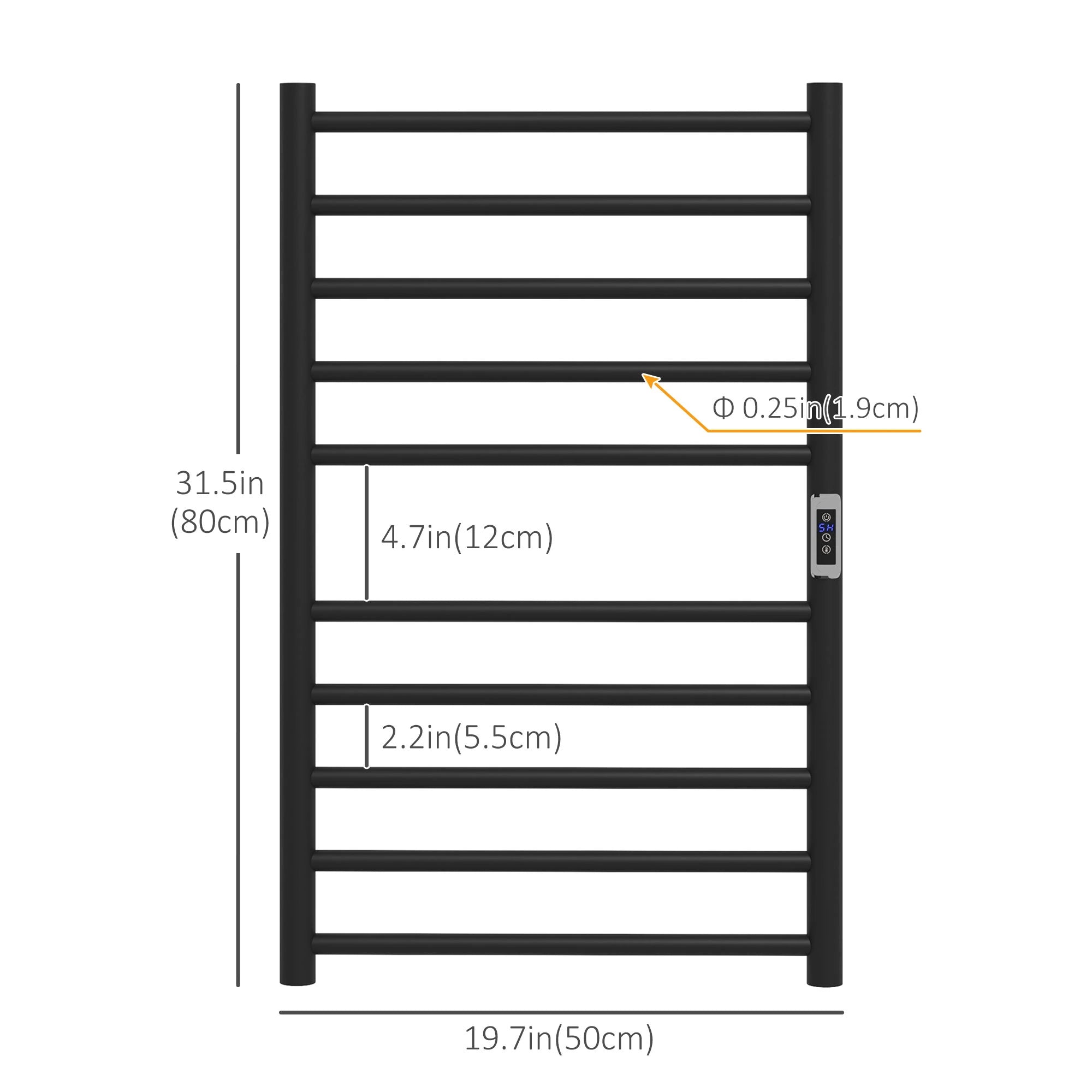 Wall Mounted Heated Towel Rack, 10-Bar Electric Warmer, Adjustable Temperature Bath Accessories at Gallery Canada