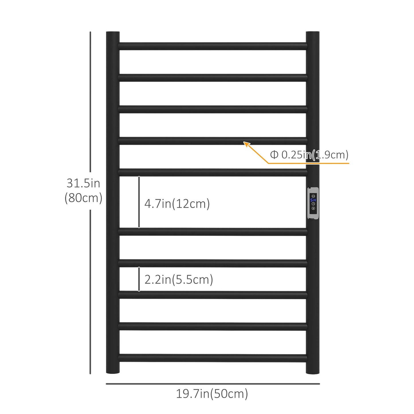 Wall Mounted Heated Towel Rack, 10-Bar Electric Warmer, Adjustable Temperature Bath Accessories at Gallery Canada