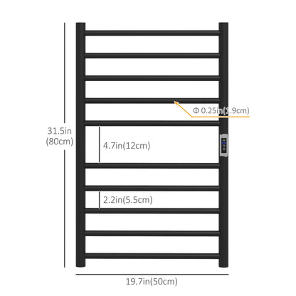 Wall Mounted Heated Towel Rack, 10-Bar Electric Warmer, Adjustable Temperature Bath Accessories at Gallery Canada