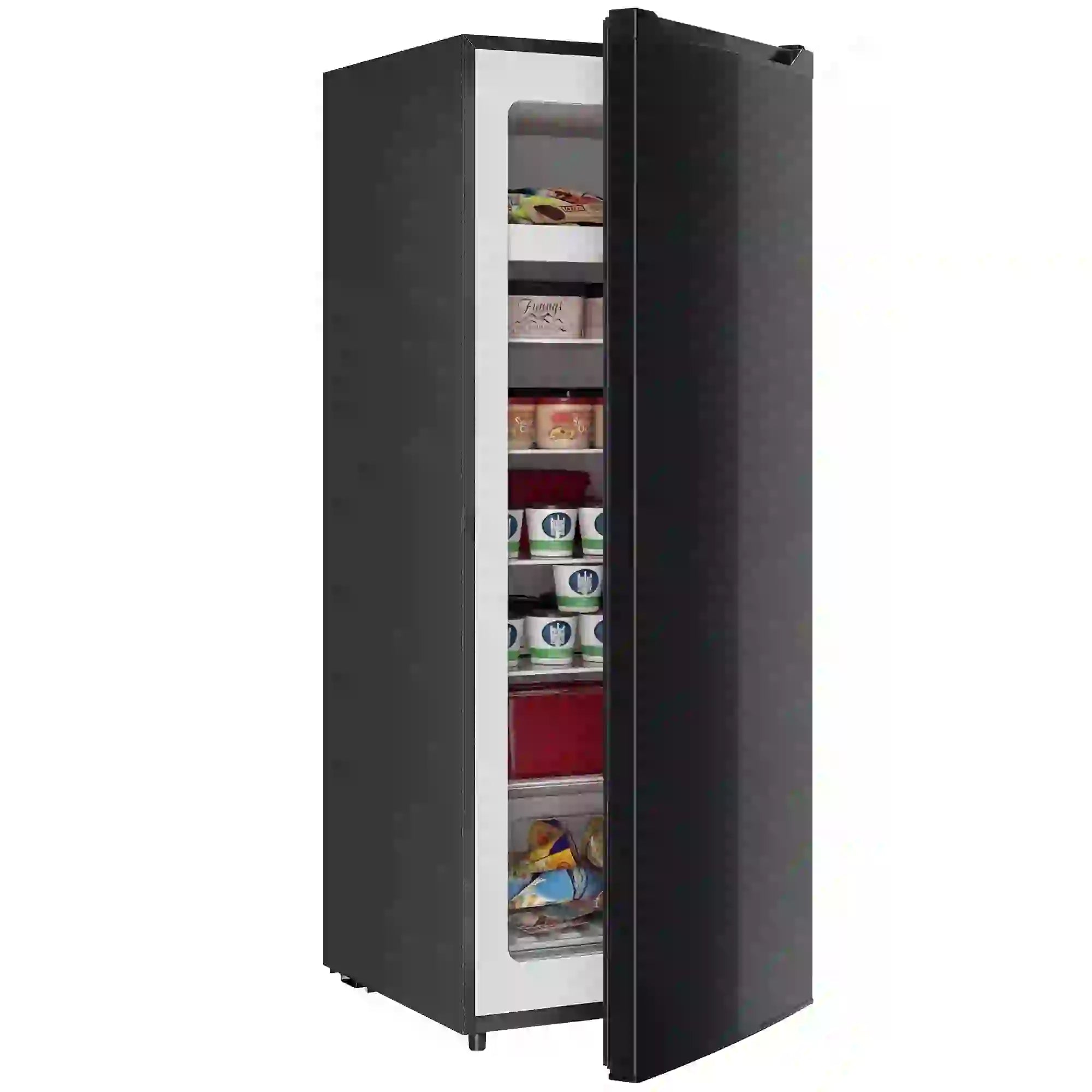 7.0 Cu.Ft Upright Freezer, 6 Adjustable Shelves, Reversible Door, Black Small Kitchen Appliances at Gallery Canada