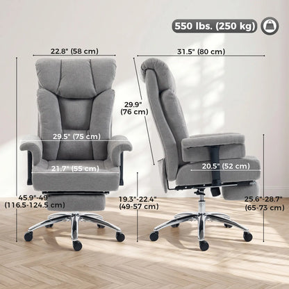 Big and Tall Office Chair, Heavy Duty Executive Desk Chair, Grey