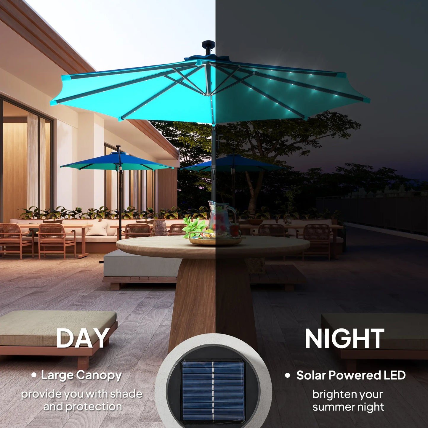 10ft Outdoor Cantilever Umbrella, Solar Lights, Adjustable Angle, Turquoise Offset Cantilever Umbrellas at Gallery Canada