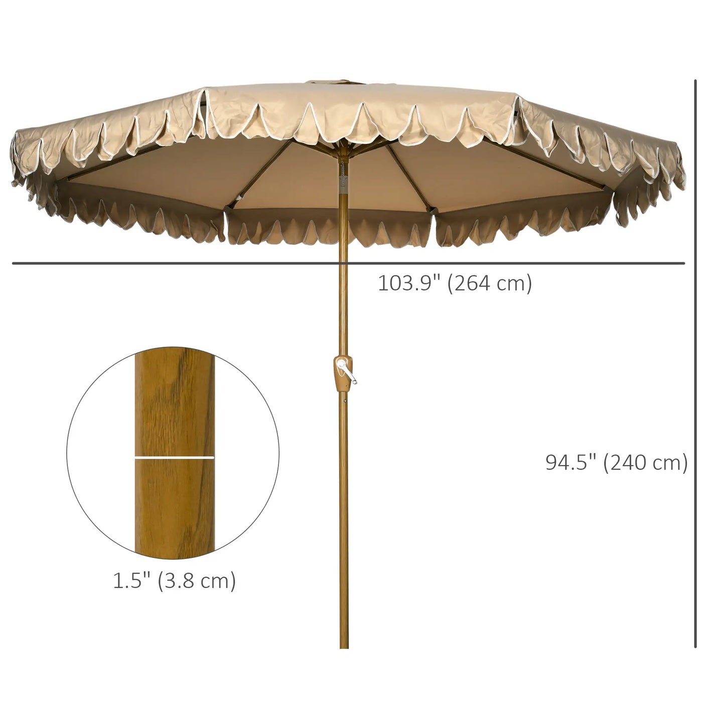 9 ft Outdoor Patio Umbrella, Push Button Tilt Crank, Khaki Patio Umbrellas at Gallery Canada