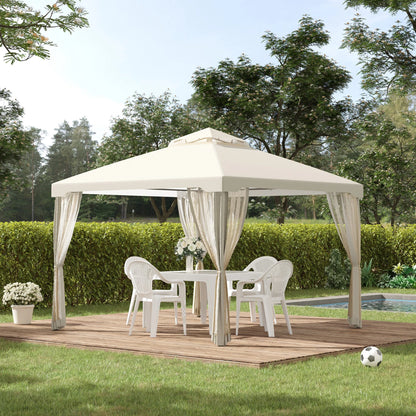 10' x 10' Patio Gazebo, Steel Frame, Mosquito Netting, Cream White Gazebos at Gallery Canada