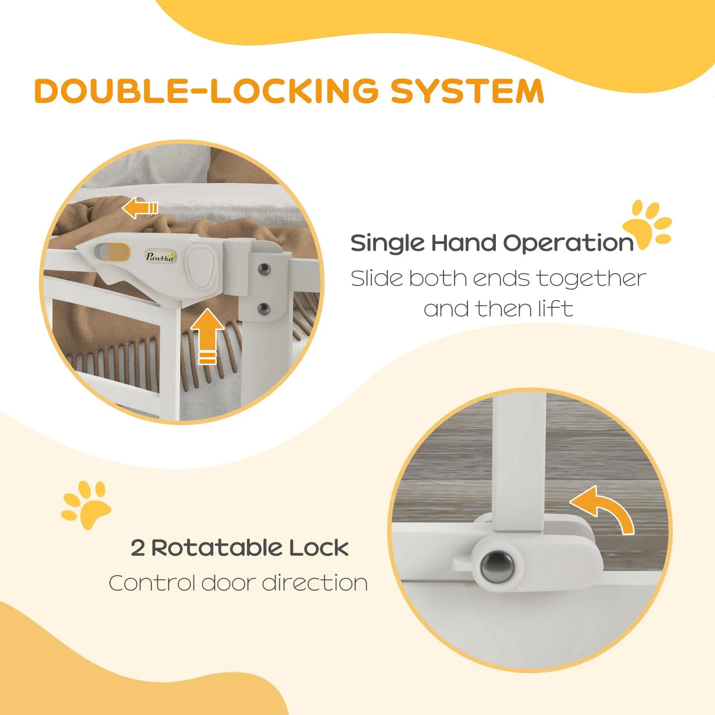 Auto-Close Pet Gate, Cat Door, Double Locking, Fits 29"-31.5" Wide, White Houses, Kennels & Pens at Gallery Canada