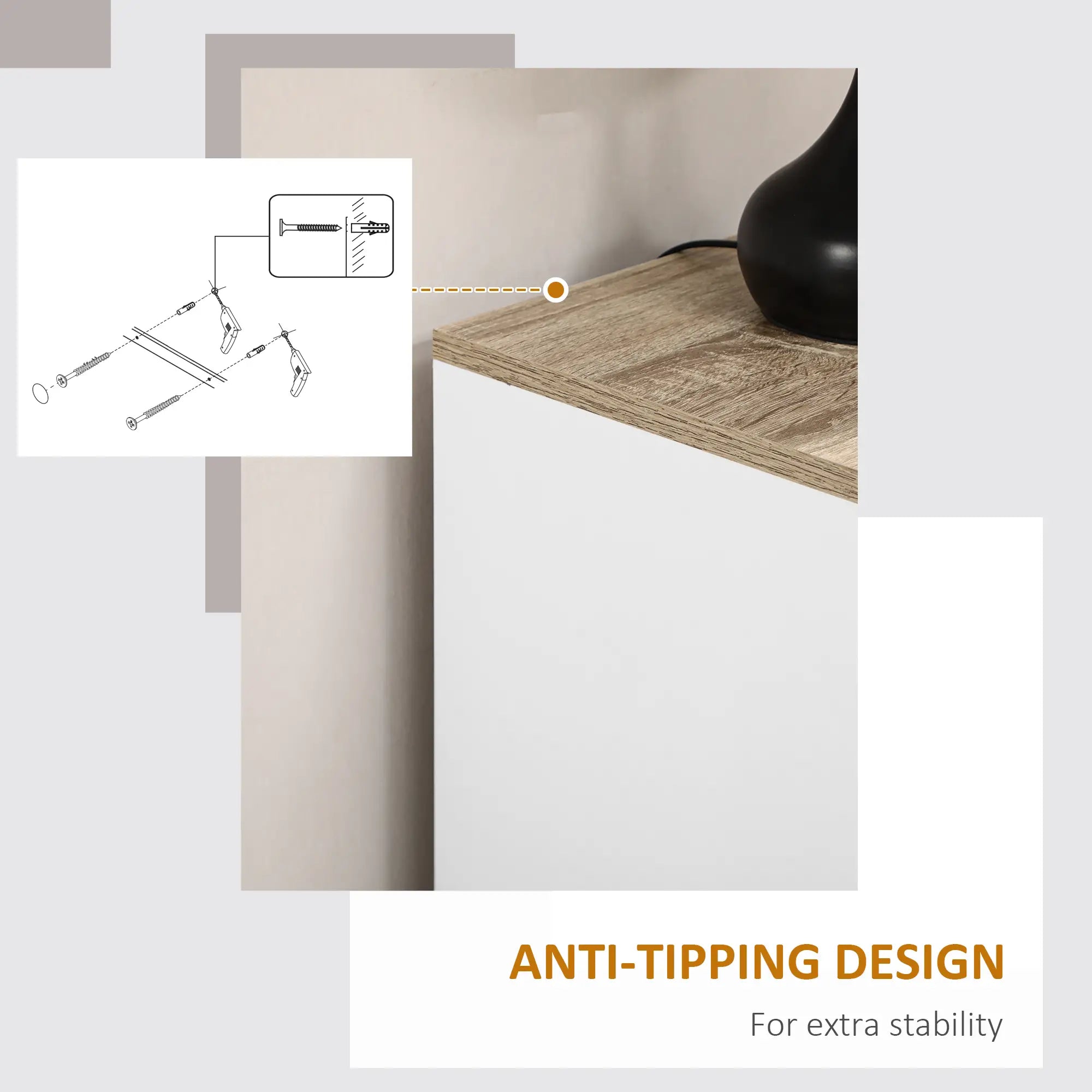 Modern Storage Cabinet, Adjustable Shelf, 23.6