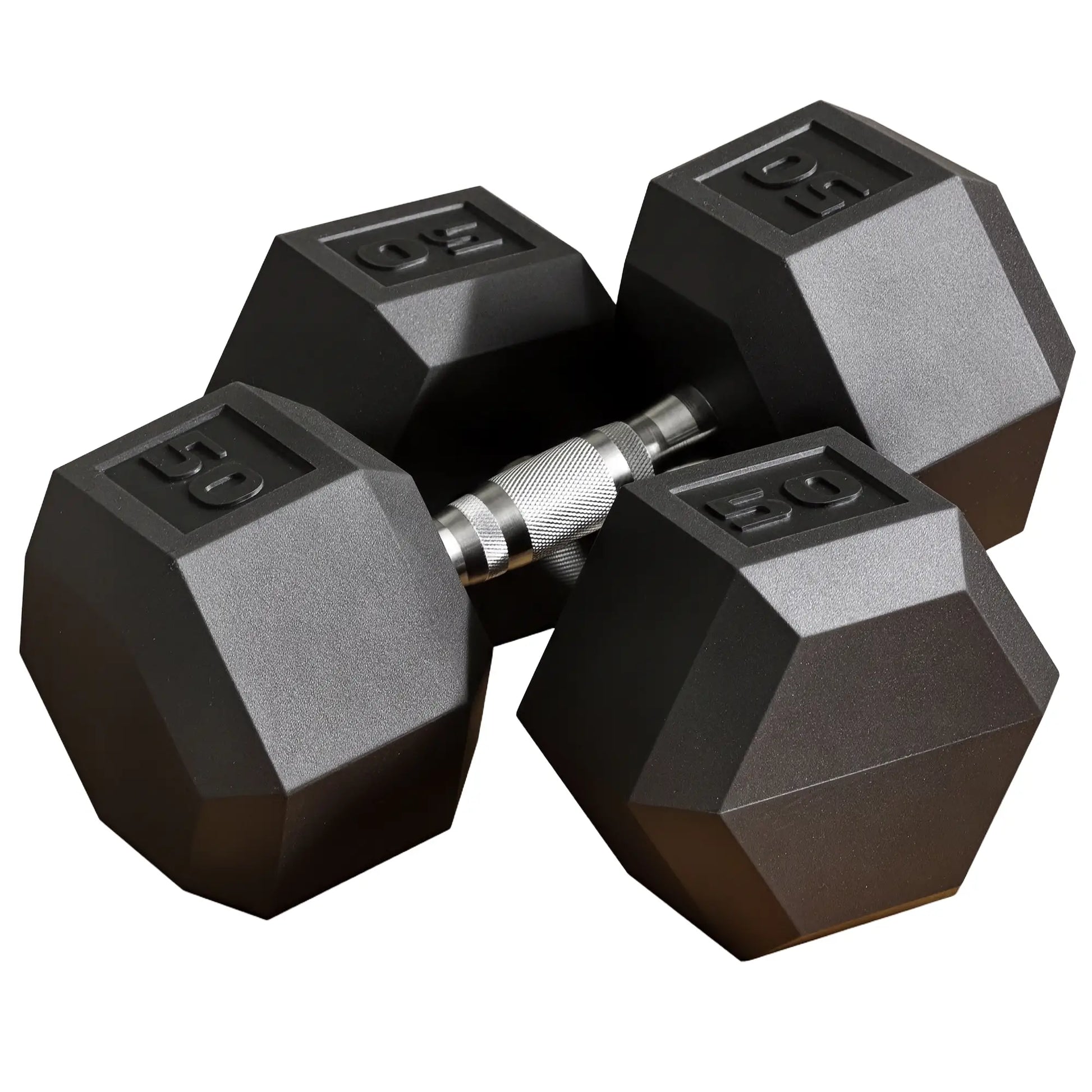2 x 50lbs Hex Dumbbell Set, Rubber Weights, Non-Slip Handles, Anti-Roll Dumbbells & Barbells at Gallery Canada