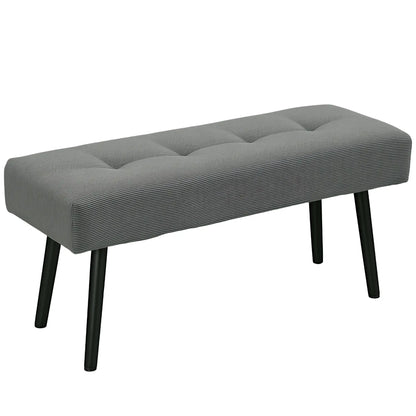 39" Upholstered Ottoman Bench, Corduroy, Padded Seat, Steel Legs, Grey Storage Ottomans & Benches at Gallery Canada